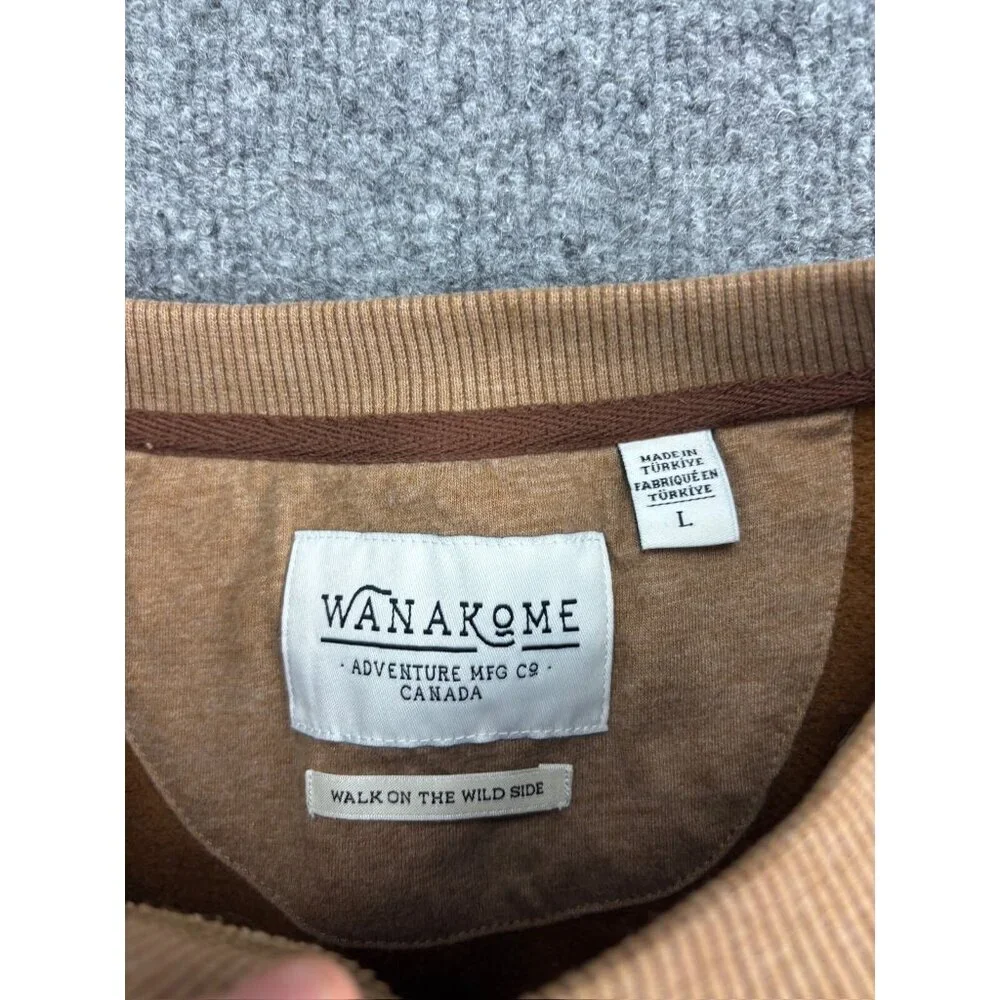 Wanakome Pullover Sweatshirt Women's Large Brown Fleece Cropped Long Sleeve Crew - Picture 2 of 7